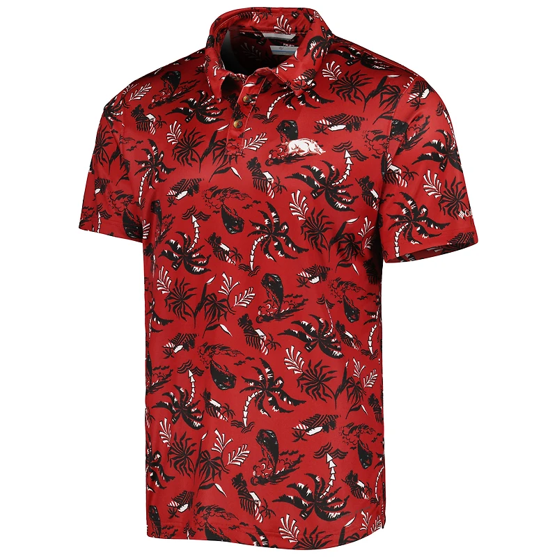 Polo Columbia Cardinal Arkansas Razorbacks Super Terminal Tackle Omni-Shade pour homme