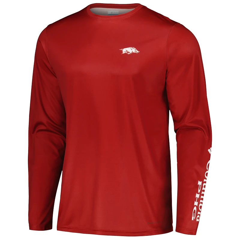 Columbia Cardinal Arkansas Razorbacks Terminal Shot Omni-Shade Omni-Wick T-shirt à manches longues pour homme