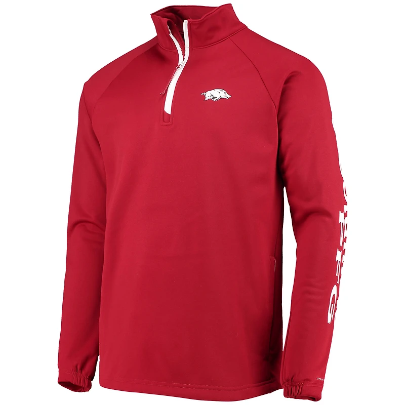 Columbia Cardinal Arkansas Razorbacks Terminal Tackle Fleece Raglan Omni-Shade Quarter-Zip Jacket pour homme