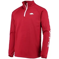 Columbia Cardinal Arkansas Razorbacks Terminal Tackle Fleece Raglan Omni-Shade Quarter-Zip Jacket pour homme