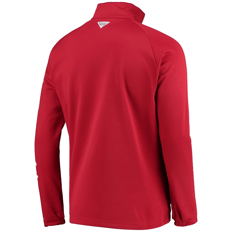 Columbia Cardinal Arkansas Razorbacks Terminal Tackle Fleece Raglan Omni-Shade Quarter-Zip Jacket pour homme