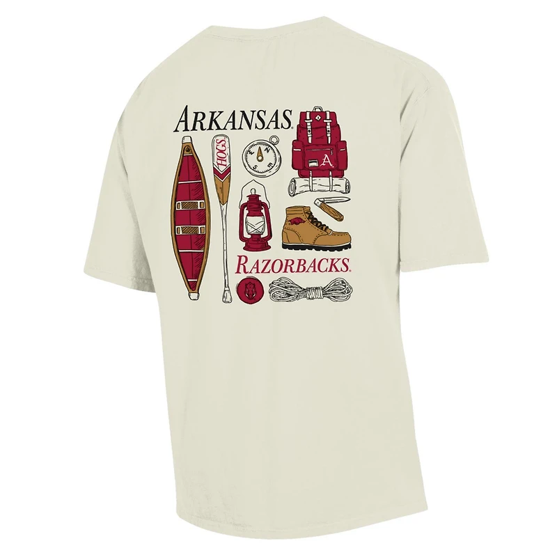 Men's Comfort Wash Cream Arkansas Razorbacks Camping Trip T-Shirt