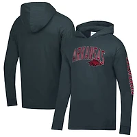 Men's ComfortWash  Charcoal Arkansas Razorbacks Long Sleeve Hooded T-Shirt