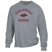 T-shirt à manches longues teint en pièce pour homme, gris, ComfortWash, Arkansas Razorbacks