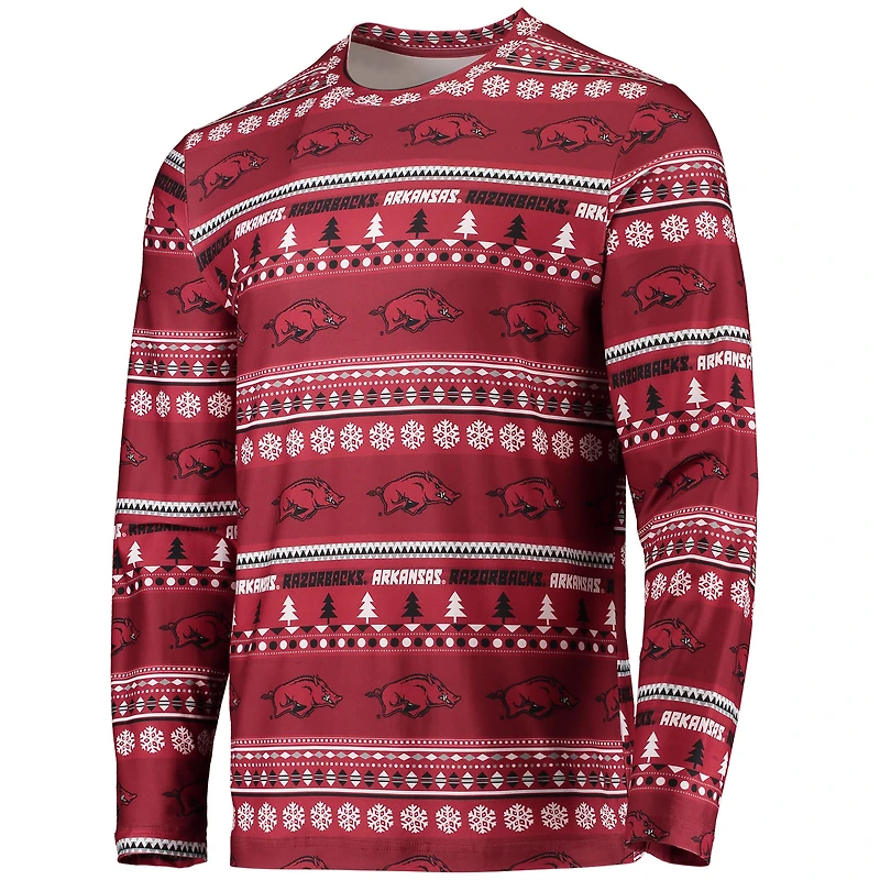 Men's Concepts Sport Cardinal Arkansas Razorbacks Ugly Sweater Long Sleeve Top and Pants Sleep Set
