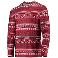 Men's Concepts Sport Cardinal Arkansas Razorbacks Ugly Sweater Long Sleeve Top and Pants Sleep Set