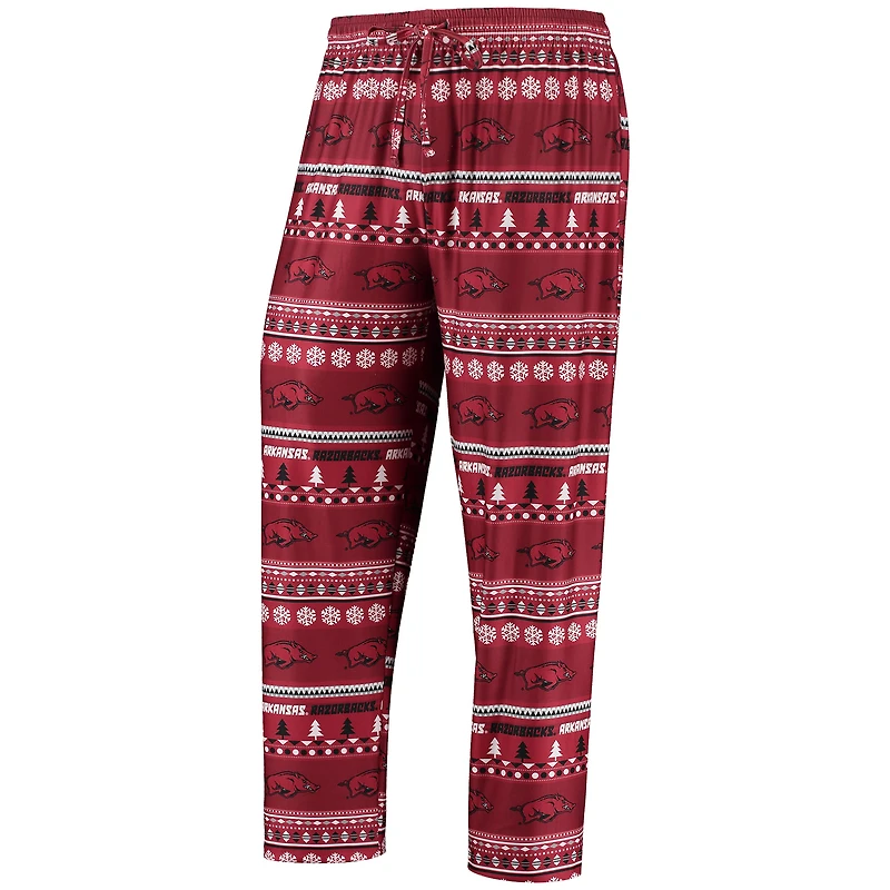 Men's Concepts Sport Cardinal Arkansas Razorbacks Ugly Sweater Long Sleeve Top and Pants Sleep Set