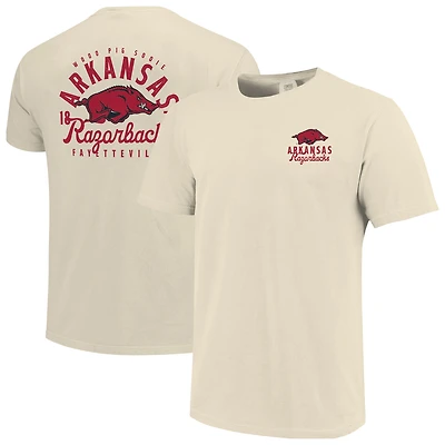 Men's Cream Arkansas Razorbacks Comfort Colors Mascot Overlay T-Shirt