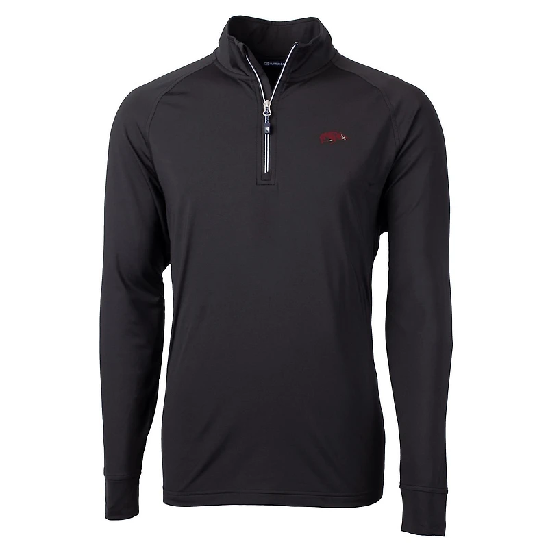 Men's Cutter & Buck Black Arkansas Razorbacks Big Tall Adapt Eco Knit Quarter-Zip Pullover Jacket