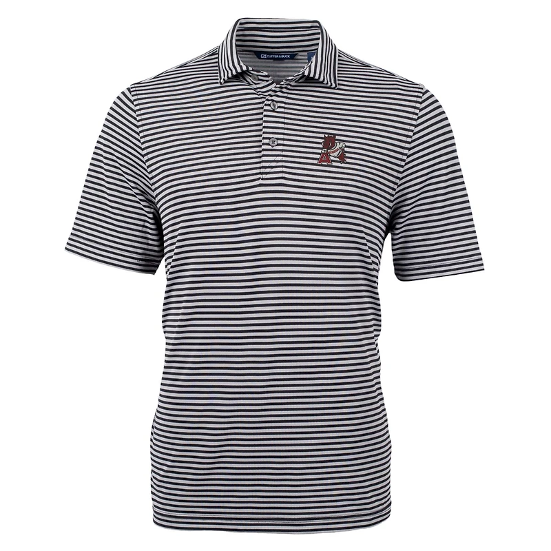 Polo recyclé à rayures et piqué écologique pour homme, couleur noire, avec logo de l'équipe des Arkansas Razorbacks, grande taille verte, Cutter & Buck