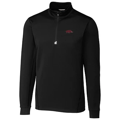 Men's Cutter & Buck Black Arkansas Razorbacks Collegiate Big Tall Traverse Half-Zip Jacket