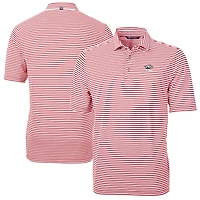 Men's Cutter & Buck  Cardinal Arkansas Razorbacks Alumni Logo Virtue Eco Pique Stripe Recycled Polo