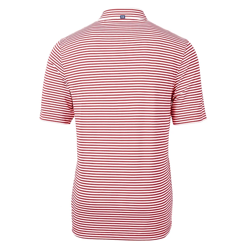 Men's Cutter & Buck  Cardinal Arkansas Razorbacks Alumni Logo Virtue Eco Pique Stripe Recycled Polo