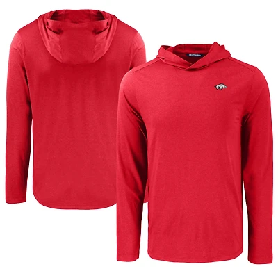 Men's Cutter & Buck Cardinal Arkansas Razorbacks Coastline Epic Comfort Eco Recycled Long Sleeve Hoodie T-Shirt