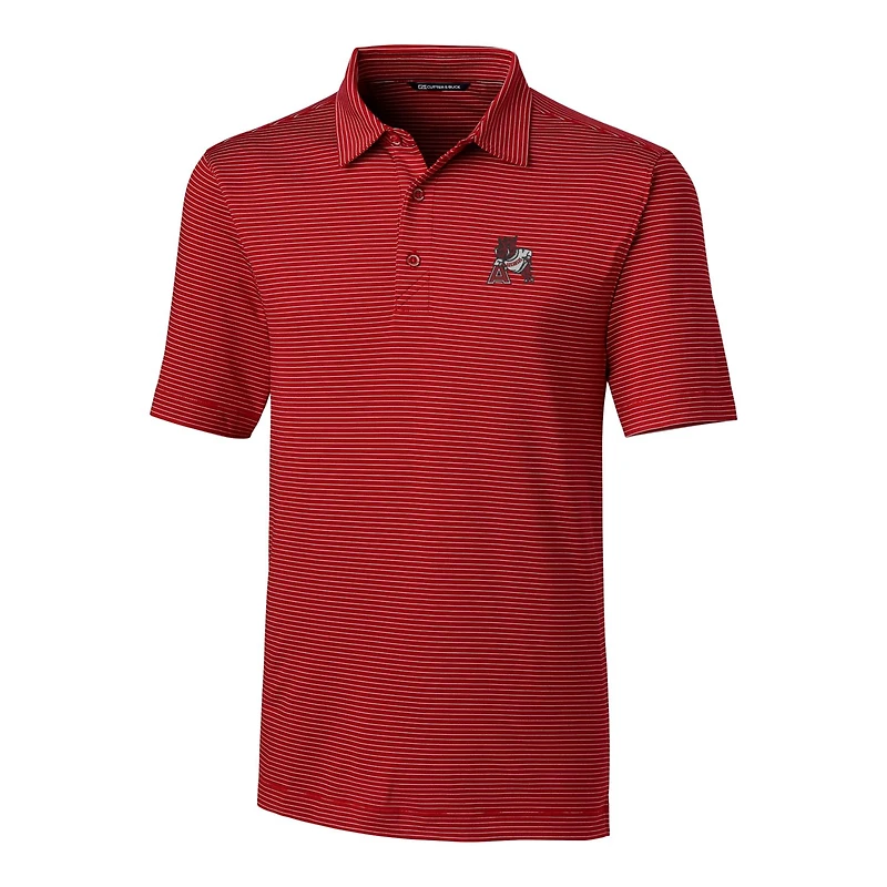 Polo à rayures fines Cutter & Buck Cardinal Arkansas Razorbacks pour homme