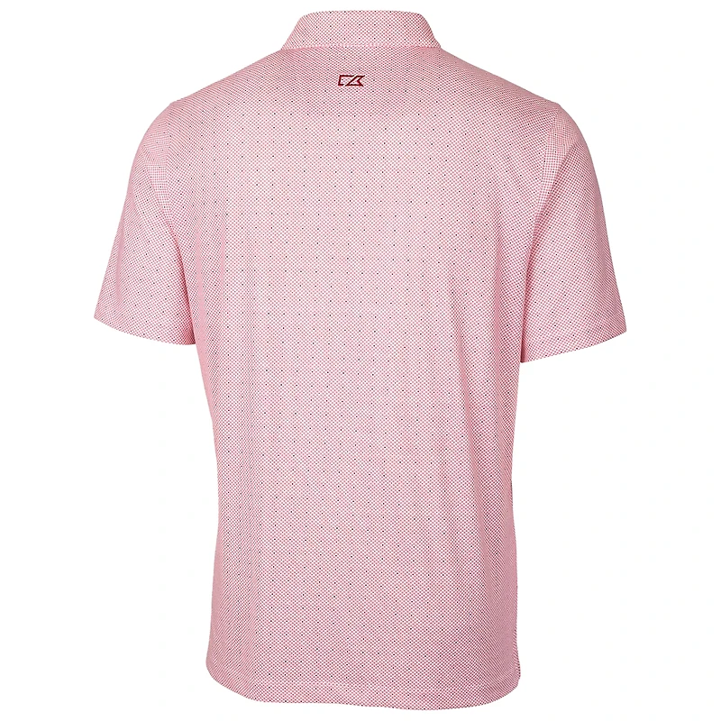 Men's Cutter & Buck Cardinal Arkansas Razorbacks Primary Team Logo Pike Double Dot Print Stretch Polo