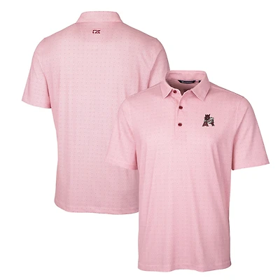 Men's Cutter & Buck Cardinal Arkansas Razorbacks Primary Team Logo Pike Double Dot Print Stretch Polo