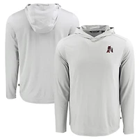 T-shirt à capuche manches longues Cutter & Buck Gray Arkansas Razorbacks Coastline Epic Comfort Eco Recycled pour homme