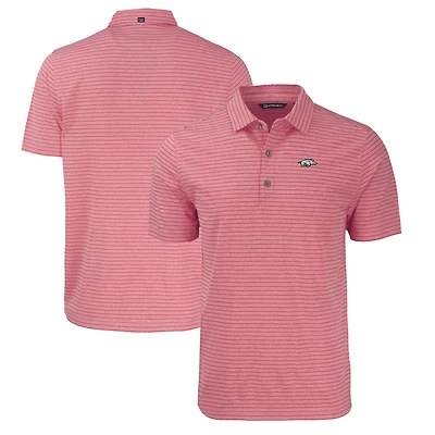 Polo Cutter & Buck Heather Cardinal Arkansas Razorbacks pour homme, grandes tailles, Forge Eco Stripe Stretch en tissu recyclé.