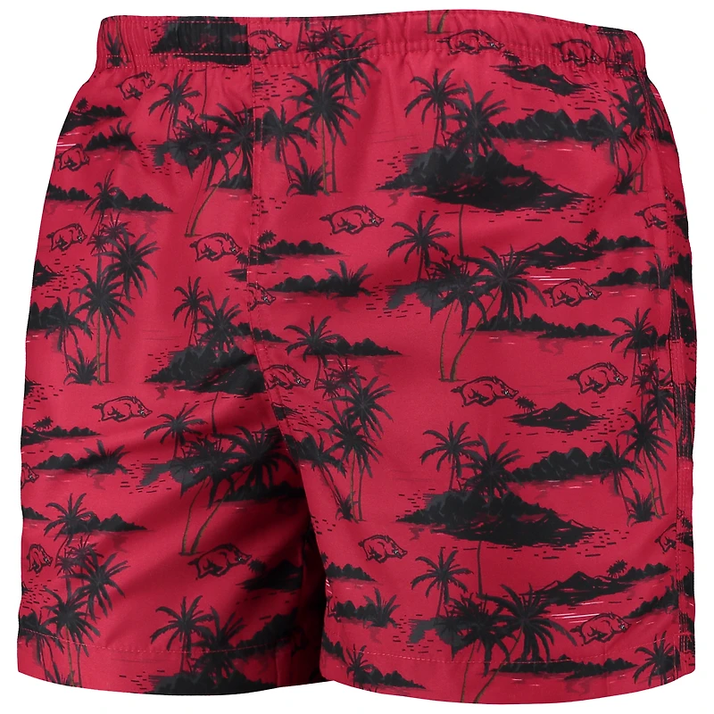 FOCO Cardinal Arkansas Razorbacks Island Palm Maillot de bain pour homme
