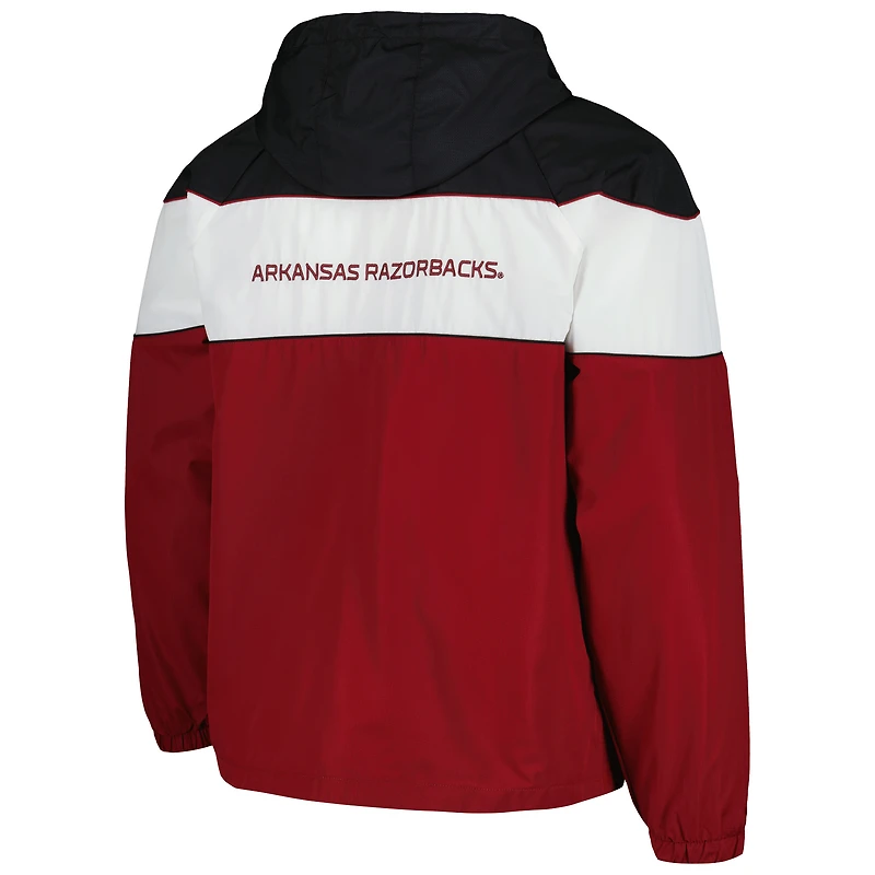 Veste à capuche raglan demi-zip G-III Sports by Carl Banks Cardinal Arkansas Razorbacks Center Line pour hommes