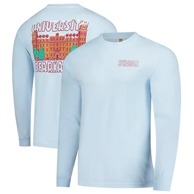Men's Image One Light Blue Arkansas Razorbacks Frosted Dreams Comfort Colors Long Sleeve T-Shirt
