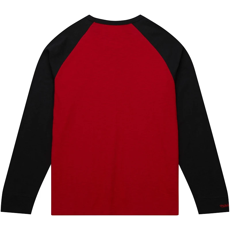 Men's Mitchell & Ness Cardinal Arkansas Razorbacks Legendary Slub Raglan Long Sleeve T-Shirt