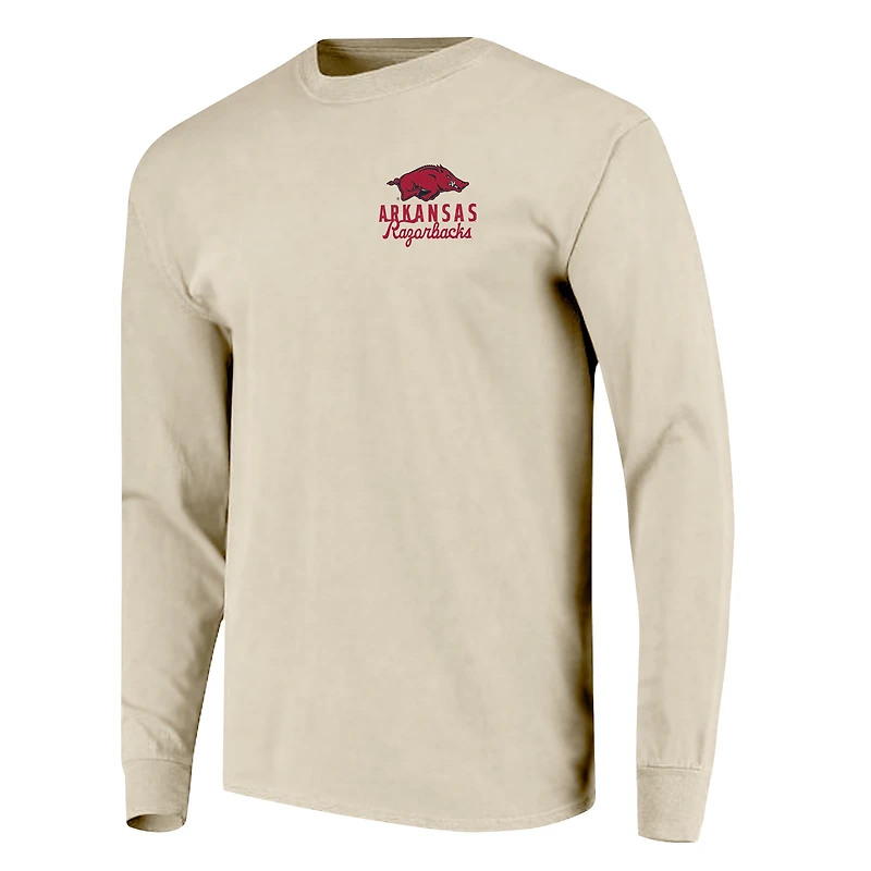 T-shirt à manches longues pour homme, motif mascotte des Arkansas Razorbacks, couleurs naturelles et confortables