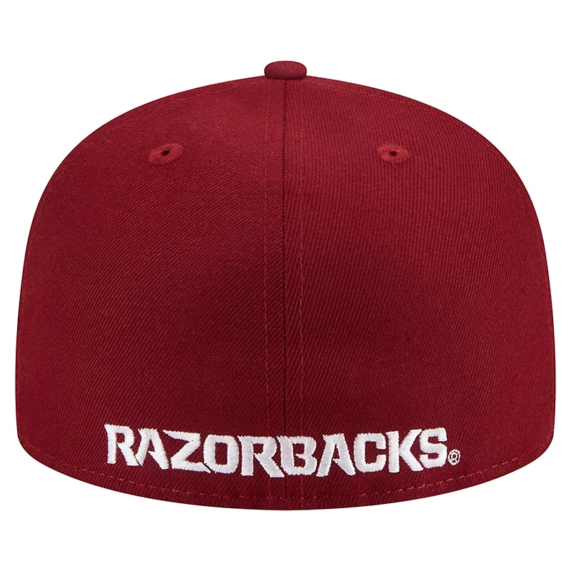 Casquette ajustée New Era Cardinal Arkansas Razorbacks 59FIFTY pour homme
