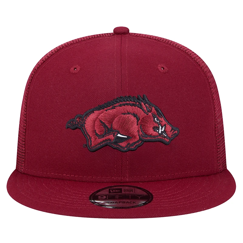 Men's New Era Cardinal Arkansas Razorbacks 9FIFTY Trucker Snapback Hat