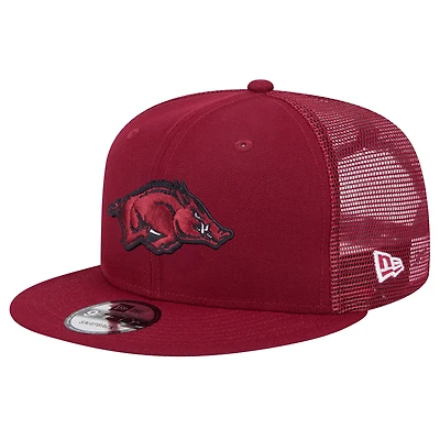 Casquette Snapback 9FIFTY Trucker New Era pour homme Cardinal Arkansas Razorbacks