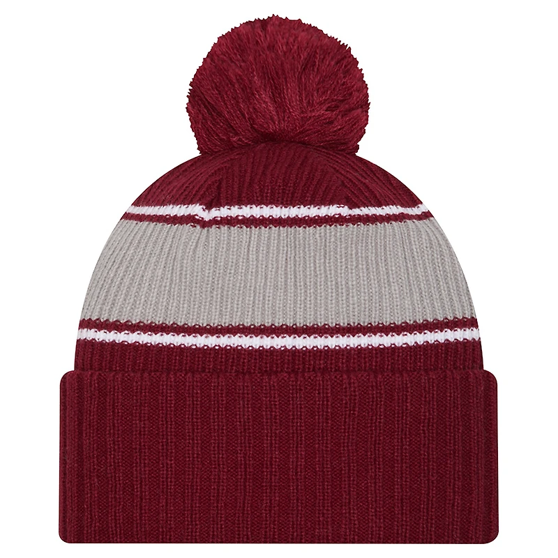 Bonnet en tricot à revers audacieux avec pompon pour homme New Era Cardinal Arkansas Razorbacks