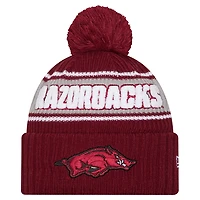 Men's New Era Cardinal Arkansas Razorbacks Bold Cuffed Knit Hat with Pom