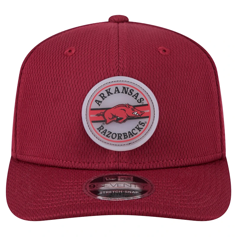 Men's New Era Cardinal Arkansas Razorbacks Patched 9SEVENTY Stretch-Snap Adjustable Hat
