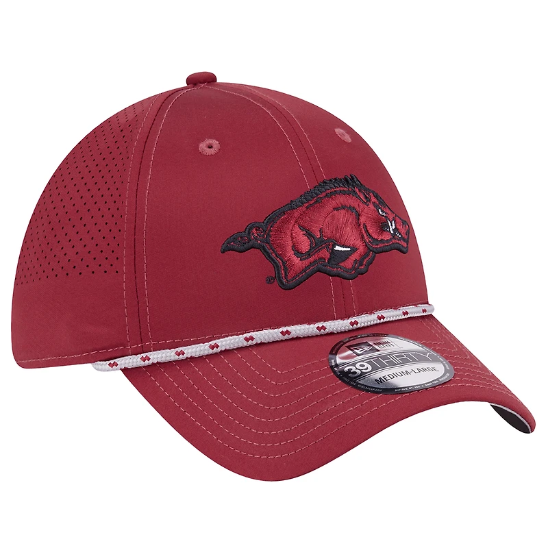 Men's New Era Cardinal Arkansas Razorbacks Rope 39THIRTY Flex Hat