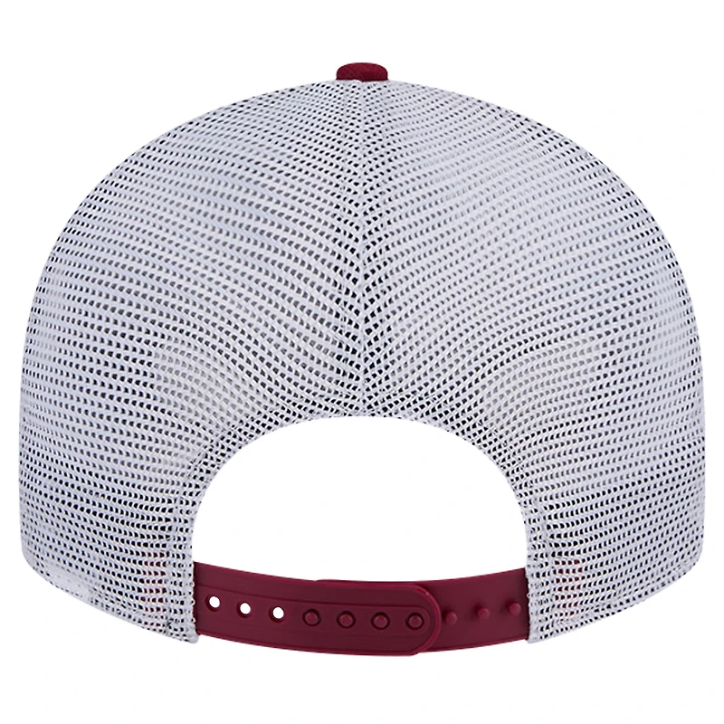Casquette de camionneur Snapback 9FIFTY Cardinal Arkansas Razorbacks Throwback Circle Patch New Era pour hommes