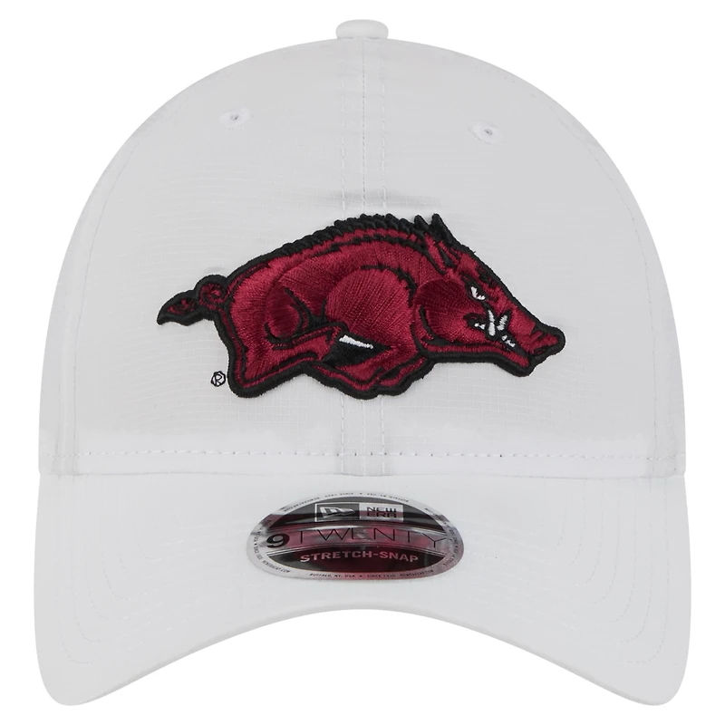 Men's New Era White Arkansas Razorbacks Active Ripstop 9TWENTY Adjustable Hat