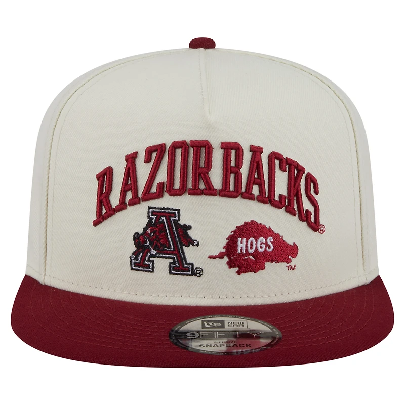 Men's New Era White Arkansas Razorbacks Collegiate 9FIFTY A-Frame Snapback Hat