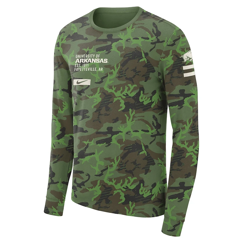 T-shirt à manches longues militaire Nike Arkansas Razorbacks pour homme