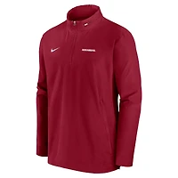 Men's Nike Cardinal Arkansas Razorbacks 2024 Sideline Coach Quarter-Zip Hoodie Jacket