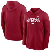 Men's Nike Cardinal Arkansas Razorbacks 2025 Sideline Dri-FIT Long Sleeve Hoodie T-Shirt