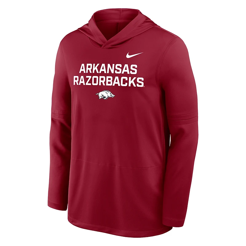 T-shirt à capuche manches longues Nike Cardinal Arkansas Razorbacks 2025 Sideline Dri-FIT pour homme
