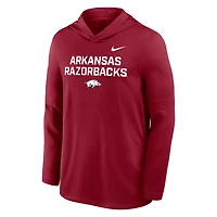 T-shirt à capuche manches longues Nike Cardinal Arkansas Razorbacks 2025 Sideline Dri-FIT pour homme