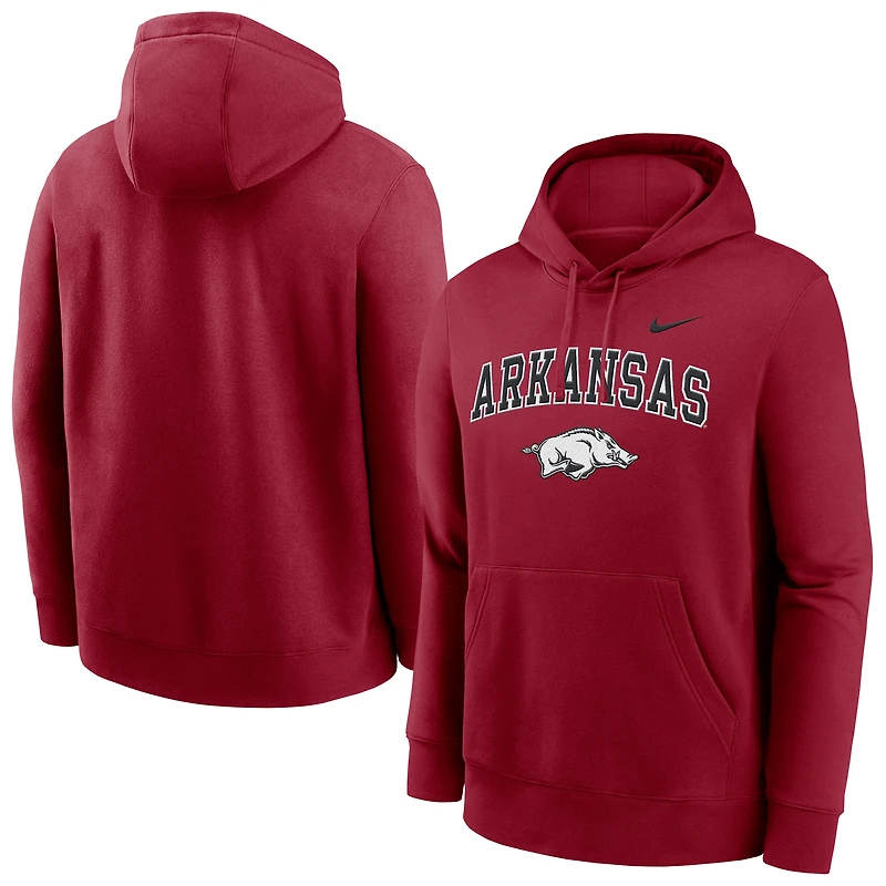 Sweat à capuche Nike Cardinal Arkansas Razorbacks Club pour homme