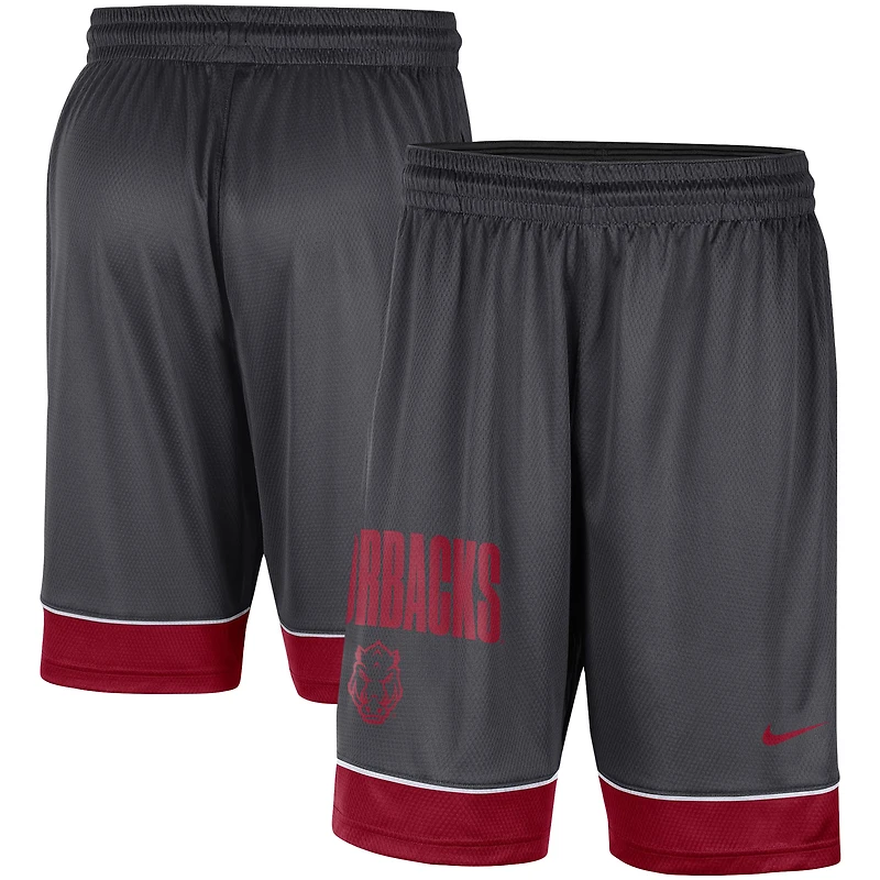 Short Nike Razorbacks Fast Break pour Homme, Anthracite/Cardinal Arkansas
