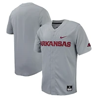 Men's Nike Gray Arkansas Razorbacks Replica Full-Button Baseball Jersey