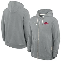 Sweat à capuche Nike gris chiné Arkansas Razorbacks 2025 Performance entièrement zippé pour homme