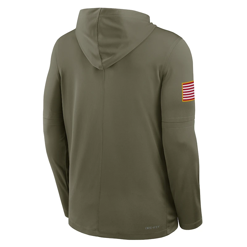 Men's Nike Olive Arkansas Razorbacks 2025 Military Appreciation Dri-FIT Hoodie