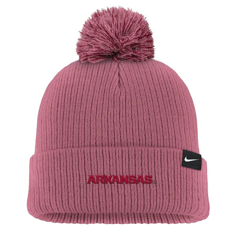 Men's Nike Pink Arkansas Razorbacks Tonal Peak Cuffed Knit Hat with Pom