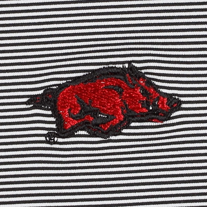 Men's Peter Millar Black Arkansas Razorbacks Jubilee Striped Performance Jersey Polo